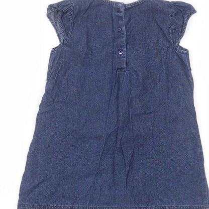 Matalan Girls Blue  Cotton A-Line  Size 3-4 Years Round Neck