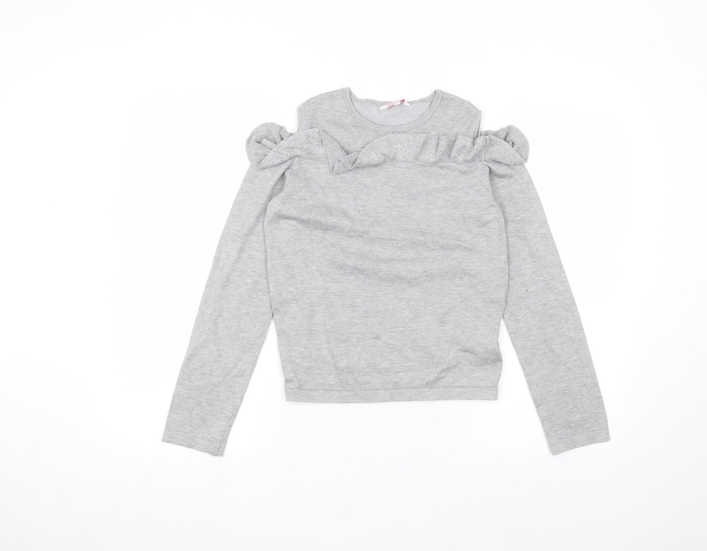 Miss e-vie Girls Grey  Viscose Basic T-Shirt Size 11-12 Years Round Neck