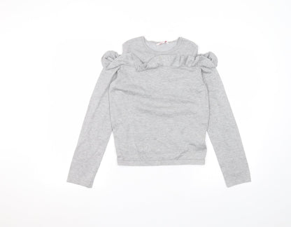 Miss e-vie Girls Grey  Viscose Basic T-Shirt Size 11-12 Years Round Neck