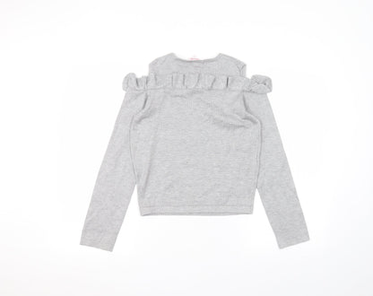 Miss e-vie Girls Grey  Viscose Basic T-Shirt Size 11-12 Years Round Neck