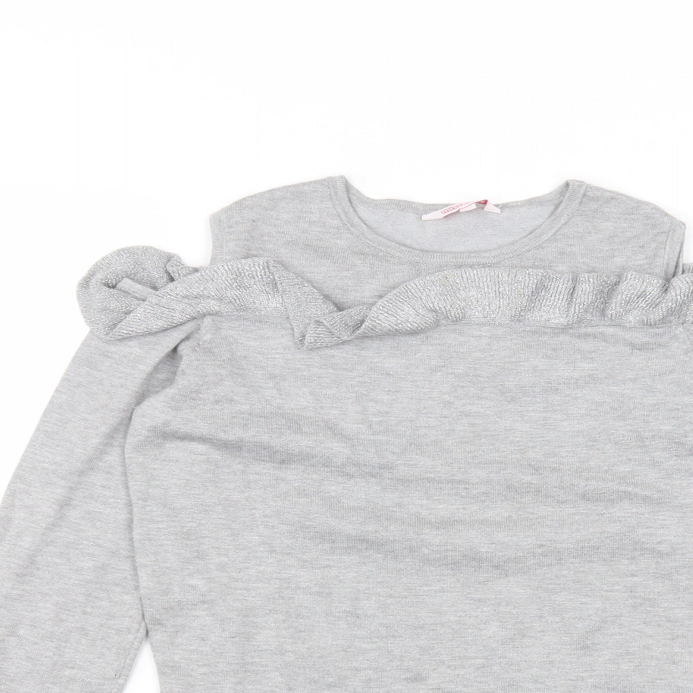 Miss e-vie Girls Grey  Viscose Basic T-Shirt Size 11-12 Years Round Neck