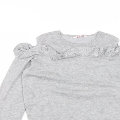 Miss e-vie Girls Grey  Viscose Basic T-Shirt Size 11-12 Years Round Neck
