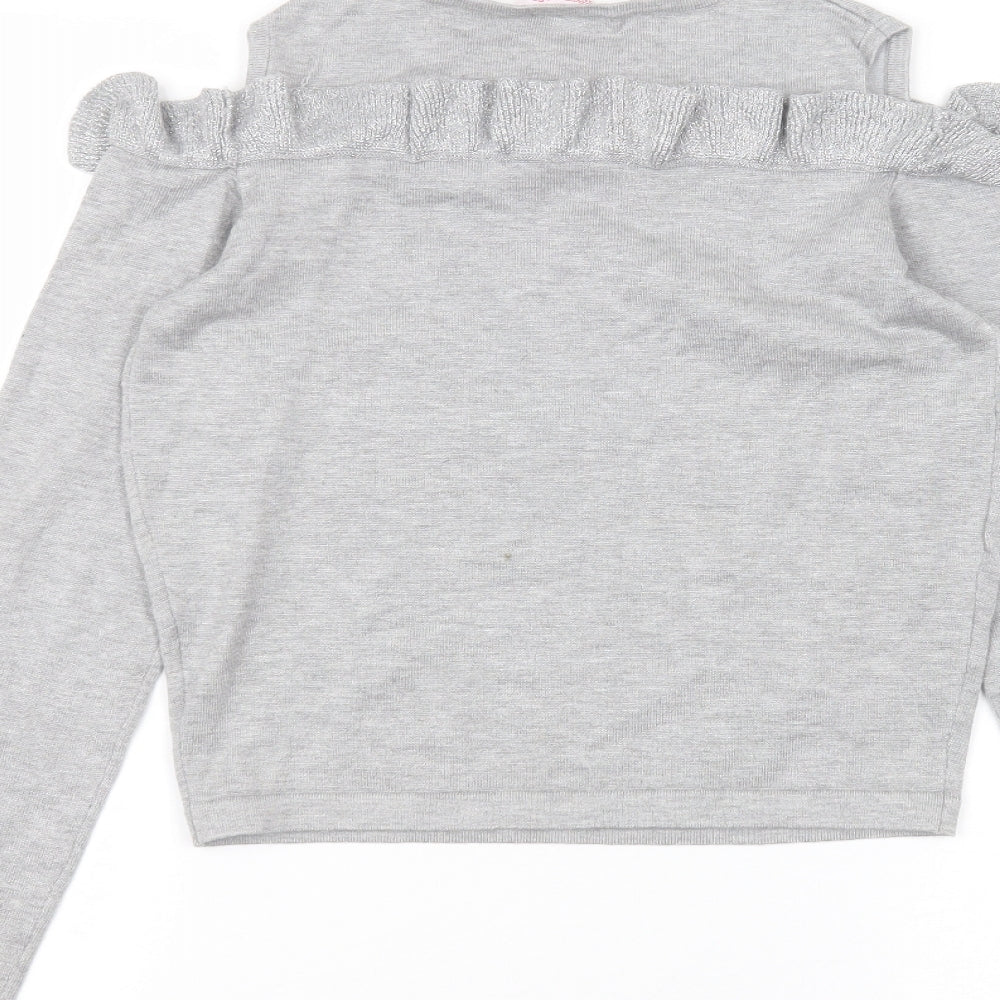 Miss e-vie Girls Grey  Viscose Basic T-Shirt Size 11-12 Years Round Neck