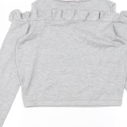 Miss e-vie Girls Grey  Viscose Basic T-Shirt Size 11-12 Years Round Neck