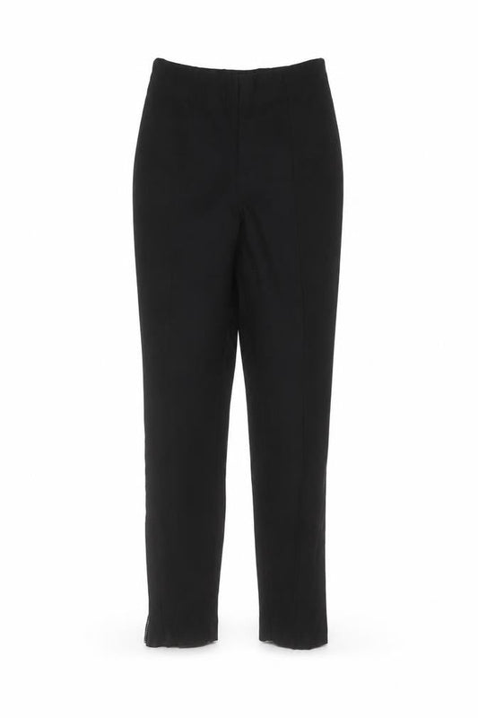 Front view of ASOS women’s black viscose trousers, size UK 8, 26-inch leg regular