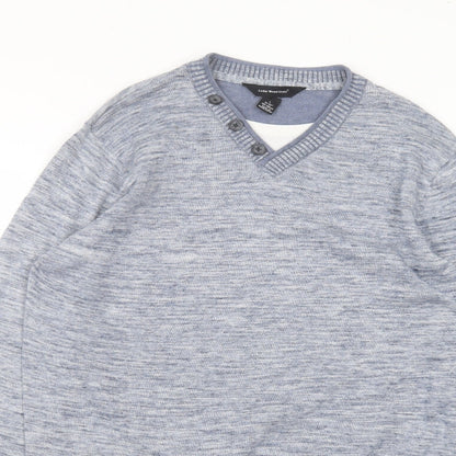 Cedar Wood State Mens Blue Round Neck  Cotton Pullover Jumper Size L