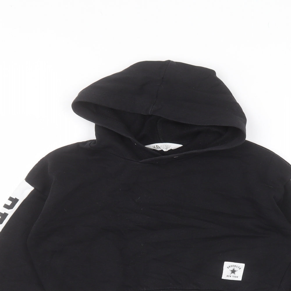 H&M Boys Black  Cotton Pullover Hoodie Size 9-10 Years