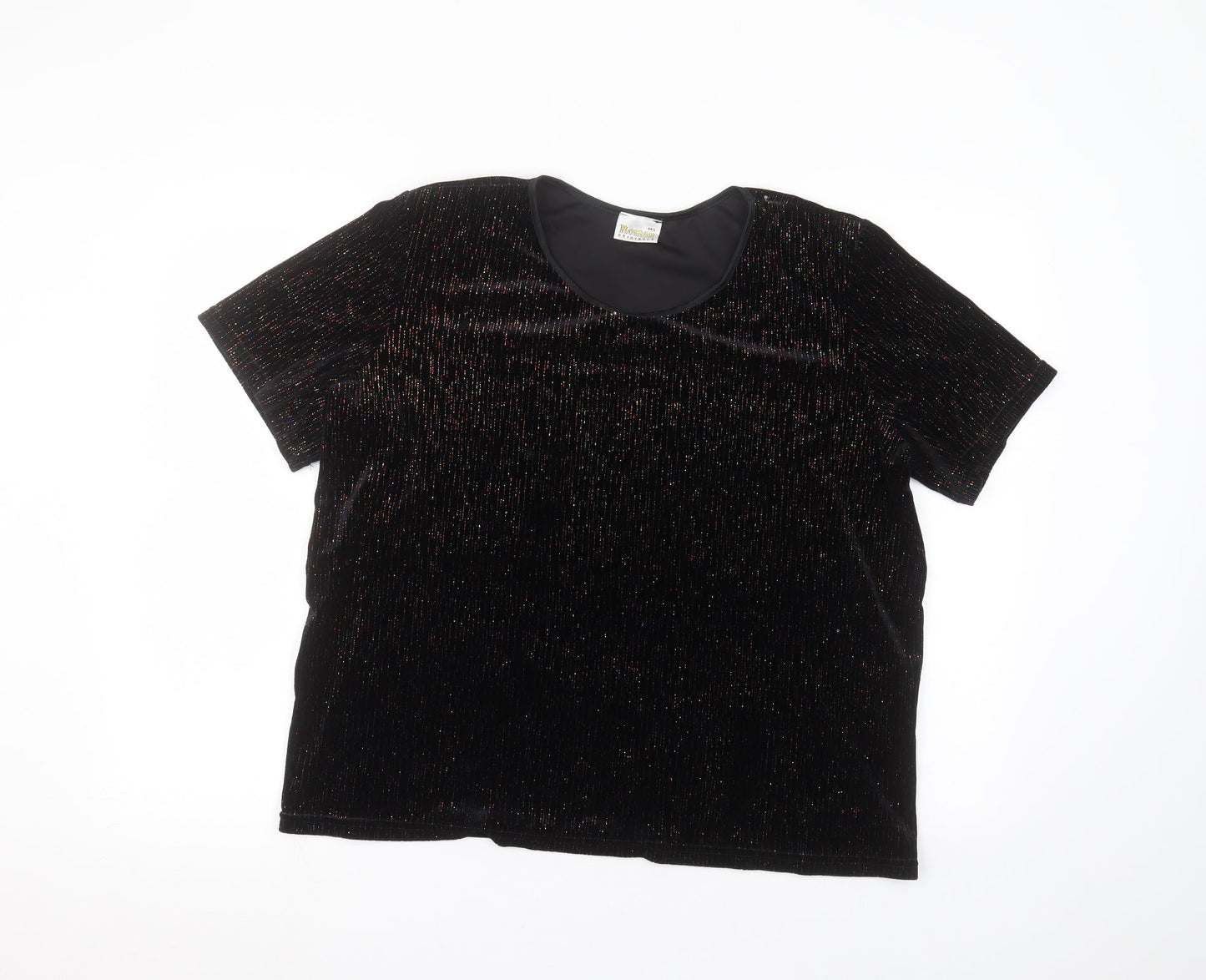 Womens UK Size M Roman Black Basic T-Shirt