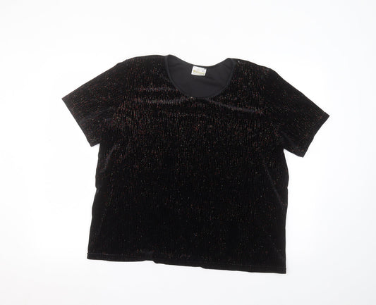 Womens UK Size M Roman Black Basic T-Shirt