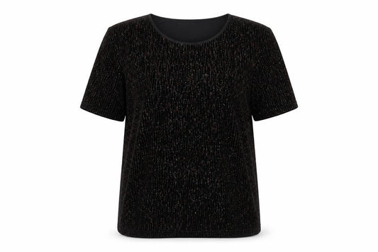 Front view of Roman women’s black polyester basic t-shirt, size M, round neck