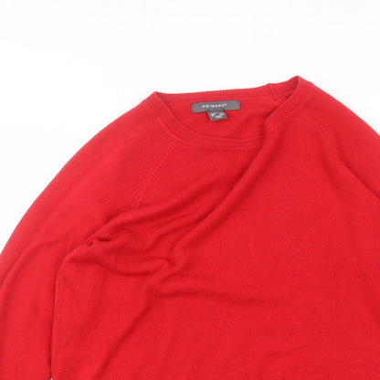 Primark Womens Red  Acrylic Basic T-Shirt Size XS V-Neck