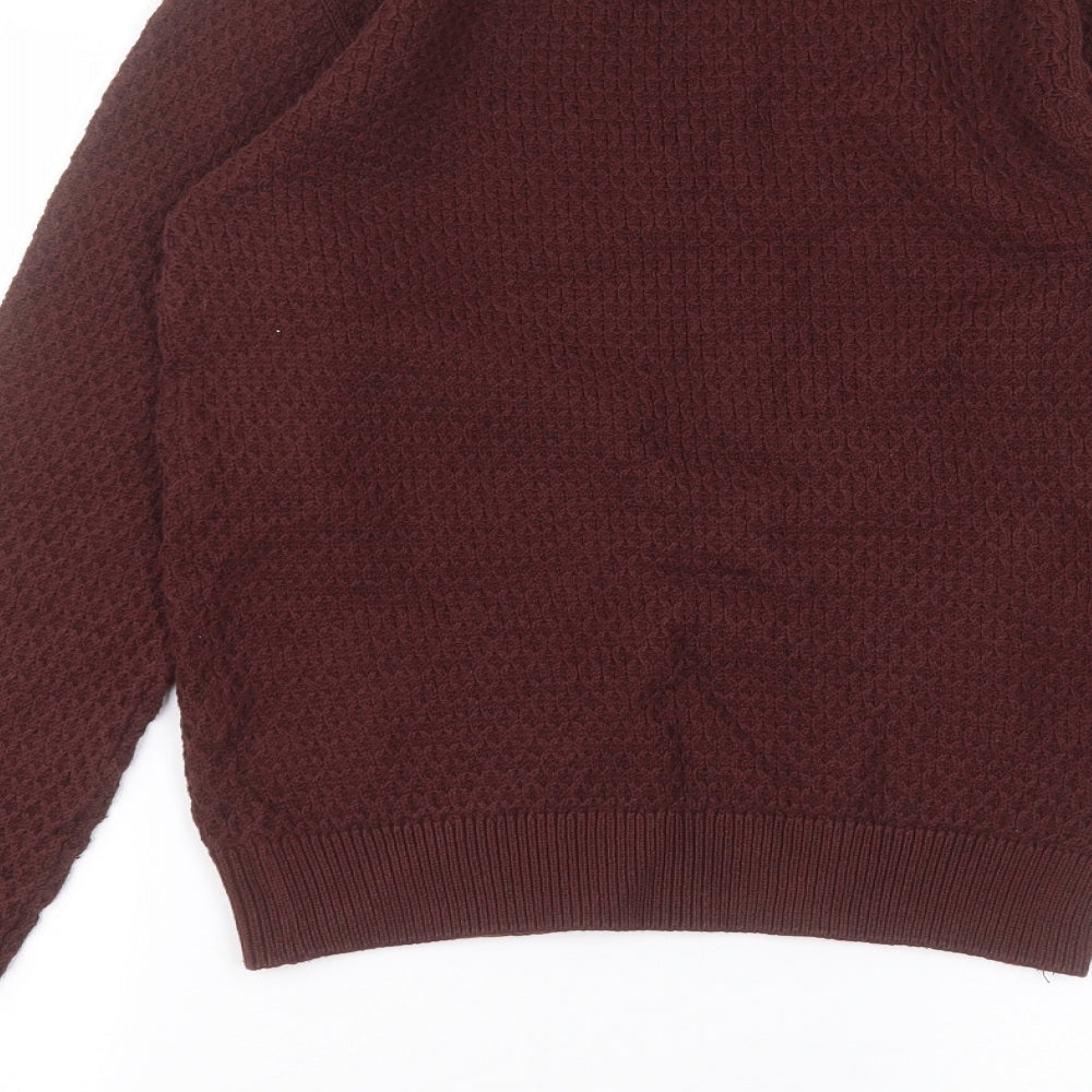 NEXT Mens Red Round Neck  Cotton Pullover Jumper Size S