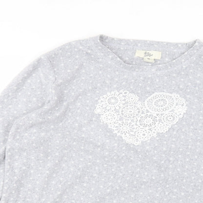 Primark Womens Grey Round Neck Polka Dot Polyester Pullover Jumper Size M