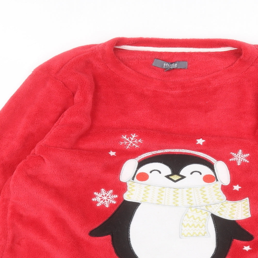 Studio Womens Red Round Neck  Polyester Pullover Jumper Size 12
