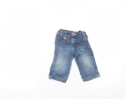 Petit Patapon Girls Blue  Cotton  Jeans Size 9-12 Months