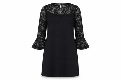 Front view of Lipsy women’s black viscose a-line, size UK 10, round neck