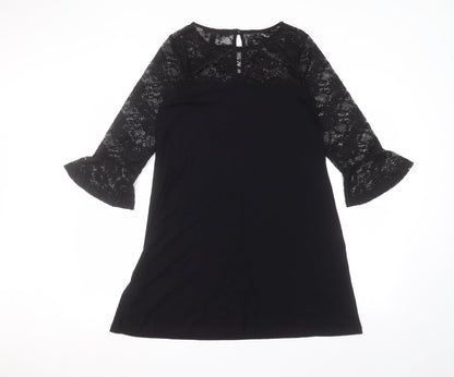 Lipsy Womens Black  Viscose A-Line  Size 10 Round Neck