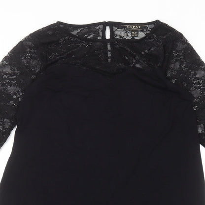 Lipsy Womens Black  Viscose A-Line  Size 10 Round Neck
