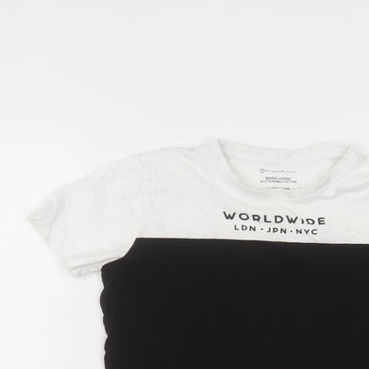 Primark Girls White  Cotton Basic T-Shirt Size 9-10 Years Round Neck