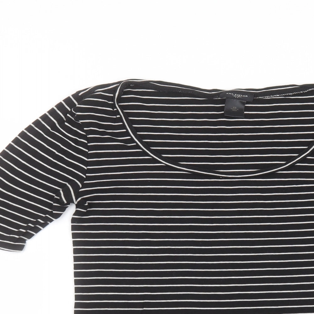 Womens UK Size XS Ann Taylor Black Basic T-Shirt