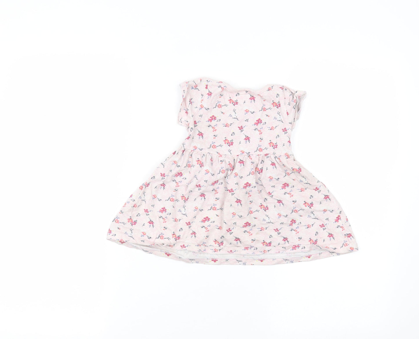 Baby Baby Pink Floral Cotton A-Line  Size 12-18 Months Round Neck