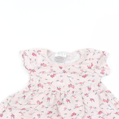 Baby Baby Pink Floral Cotton A-Line  Size 12-18 Months Round Neck