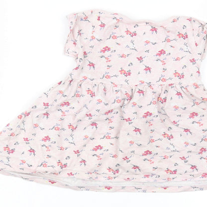 Baby Baby Pink Floral Cotton A-Line  Size 12-18 Months Round Neck