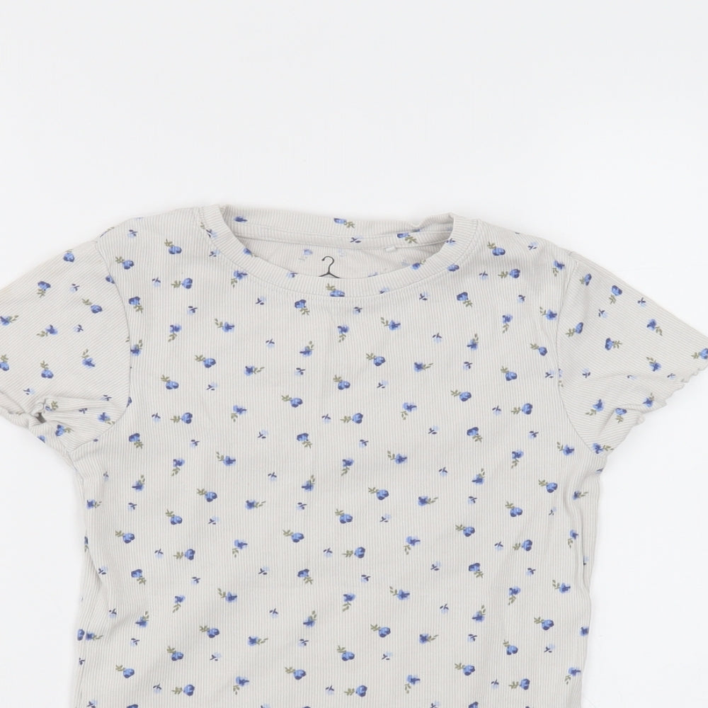 NEXT Girls White  Cotton Basic T-Shirt Size 9 Years Round Neck