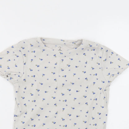 NEXT Girls White  Cotton Basic T-Shirt Size 9 Years Round Neck