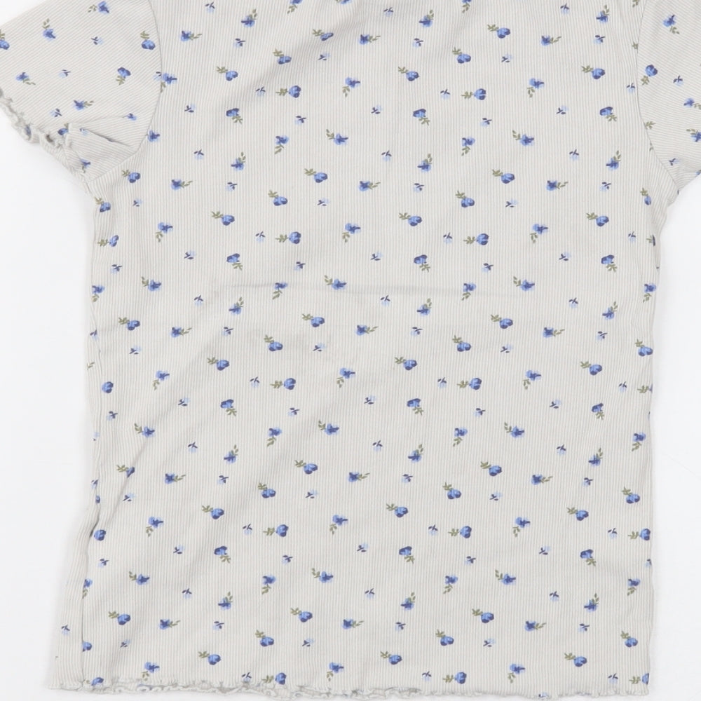 NEXT Girls White  Cotton Basic T-Shirt Size 9 Years Round Neck