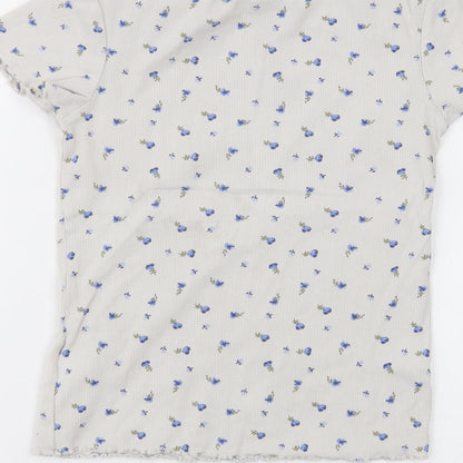 NEXT Girls White  Cotton Basic T-Shirt Size 9 Years Round Neck