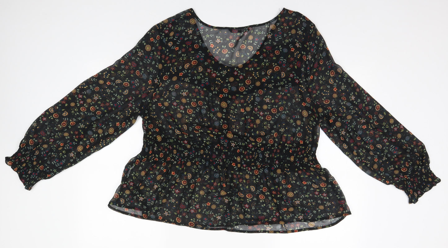 Womens UK Size  Peacocks Black Basic Blouse