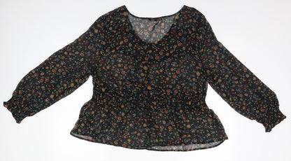 Womens UK Size  Peacocks Black Basic Blouse