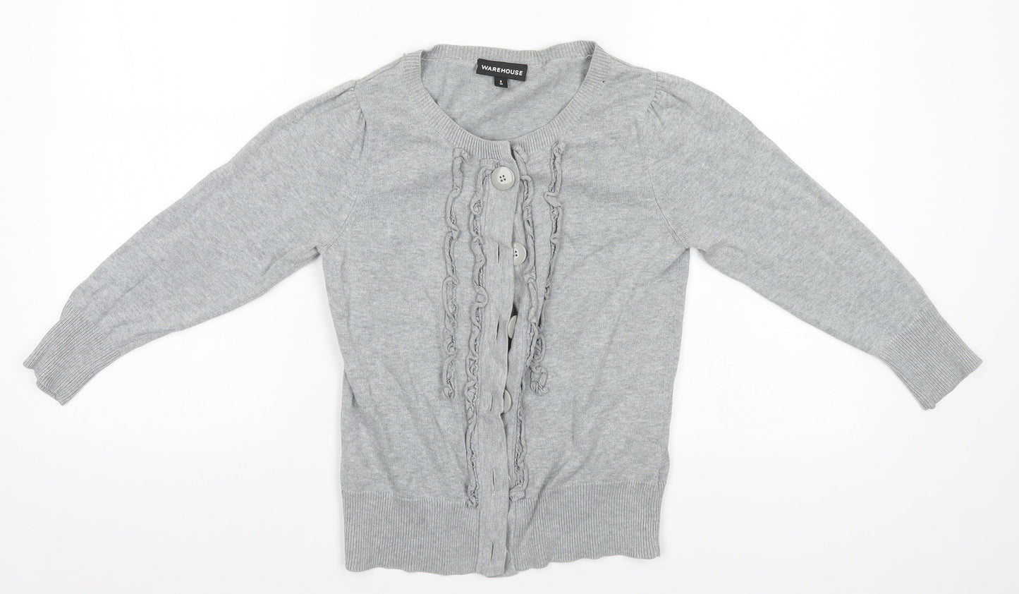 Womens UK Size 8 Warehouse Grey Cardigan Jumper