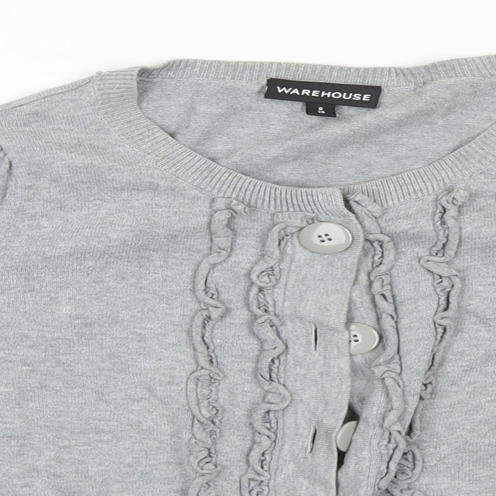 Womens UK Size 8 Warehouse Grey Cardigan Jumper
