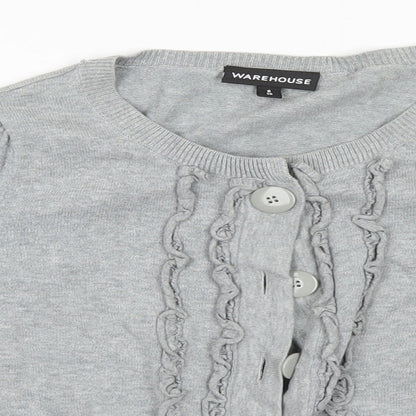 Womens UK Size 8 Warehouse Grey Cardigan Jumper