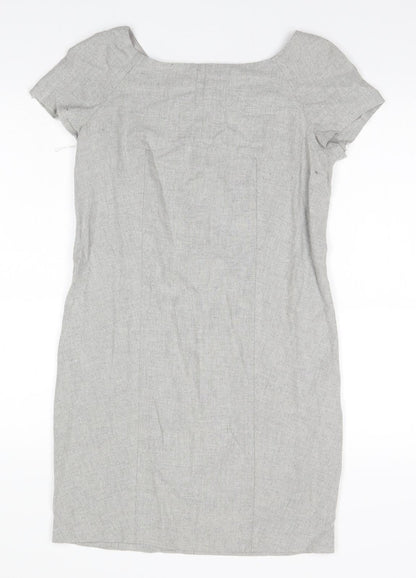 Zara Womens Grey  Viscose Pencil Dress  Size S Round Neck