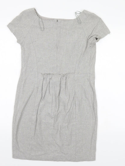 Zara Womens Grey  Viscose Pencil Dress  Size S Round Neck