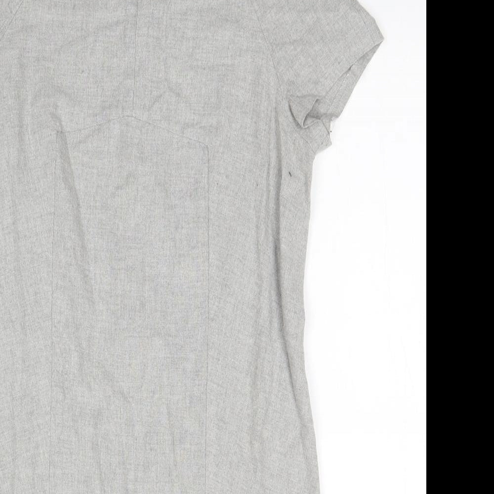 Zara Womens Grey  Viscose Pencil Dress  Size S Round Neck