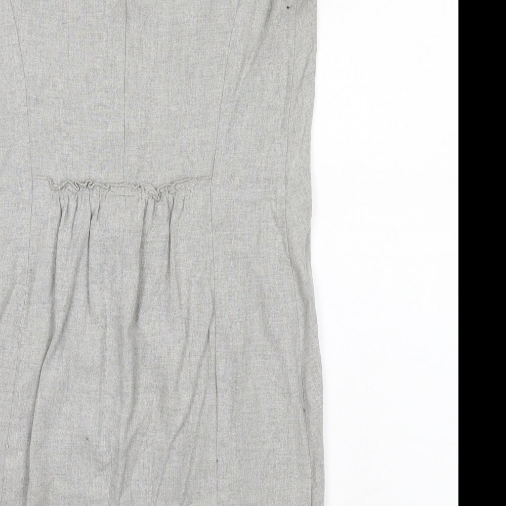 Zara Womens Grey  Viscose Pencil Dress  Size S Round Neck
