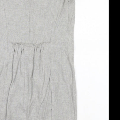 Zara Womens Grey  Viscose Pencil Dress  Size S Round Neck