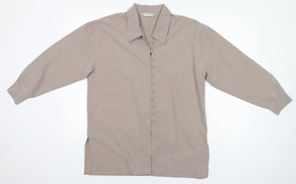 Womens UK Size 14 Lauren Duvar Beige Basic Button-Up