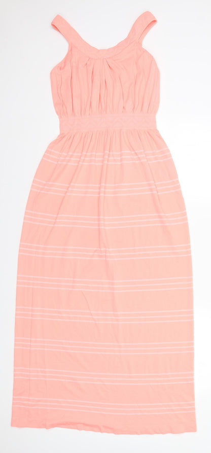 Preworn Womens Orange Striped  A-Line   Round Neck