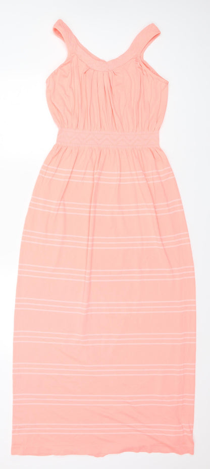 Preworn Womens Orange Striped  A-Line   Round Neck