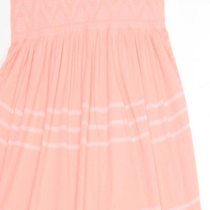 Preworn Womens Orange Striped  A-Line   Round Neck