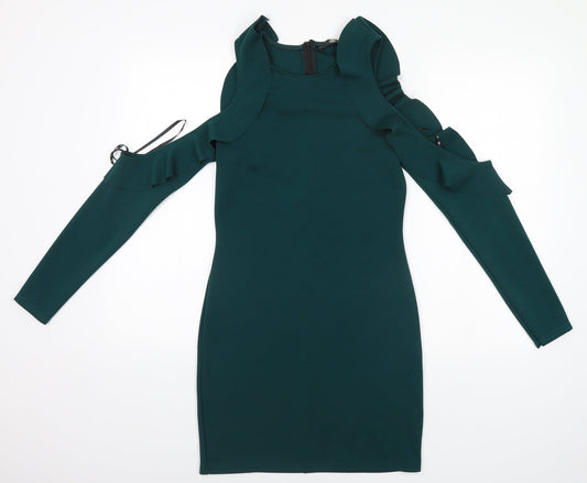 Missguided Womens Grey  Polyester Pencil Dress  Size 12 Round Neck