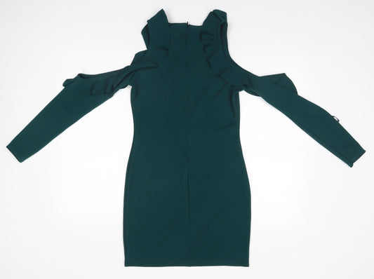 Missguided Womens Grey  Polyester Pencil Dress  Size 12 Round Neck