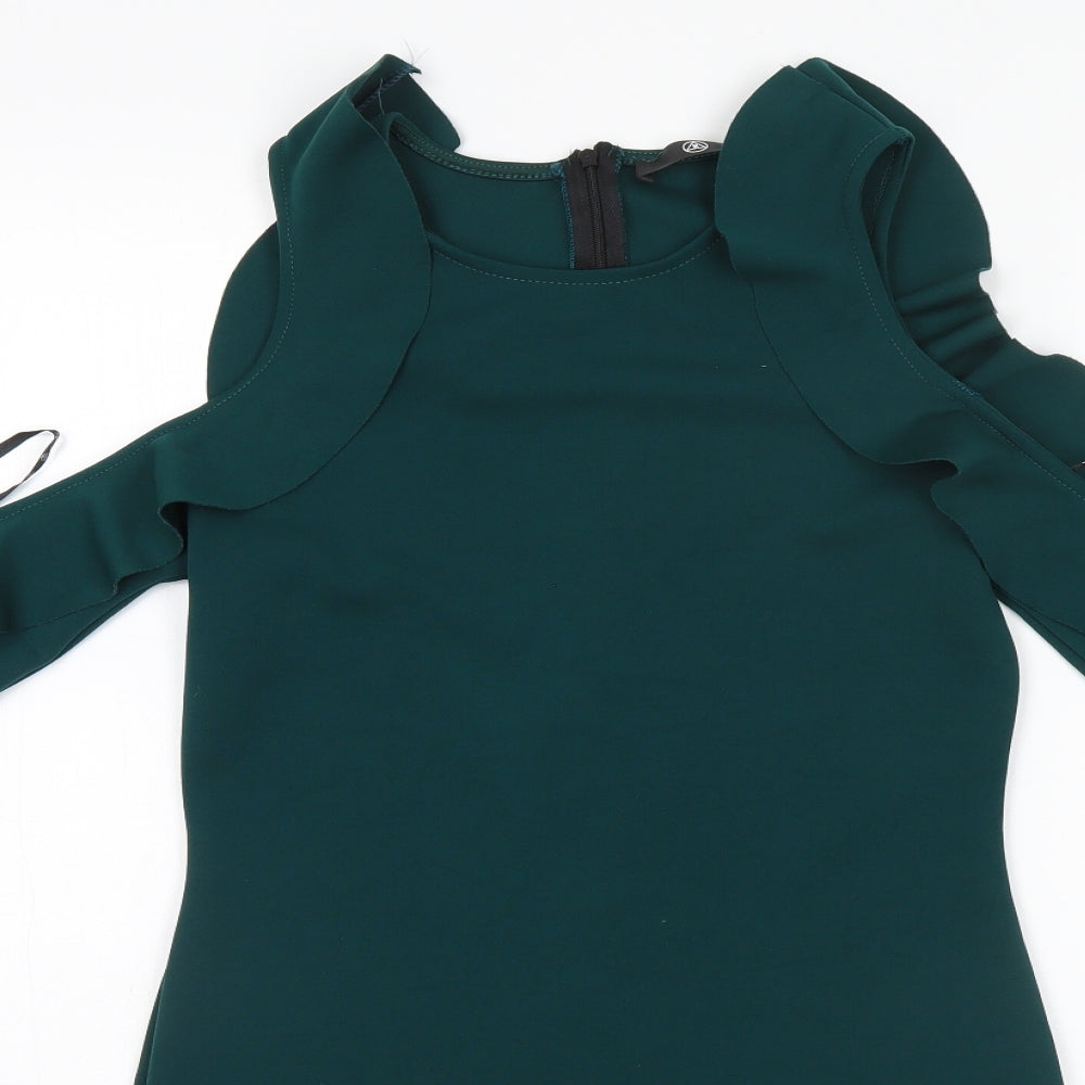 Missguided Womens Grey  Polyester Pencil Dress  Size 12 Round Neck