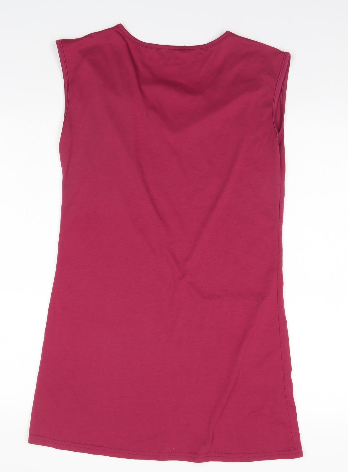 Preworn Womens Pink  Polyester Pencil Dress  Size S Round Neck