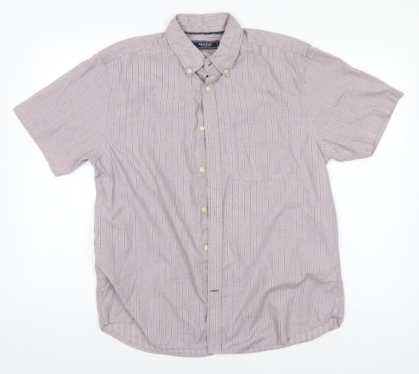 Mens UK Size M Maine Blue  Button-Up Short Sleeve Casual Shirt
